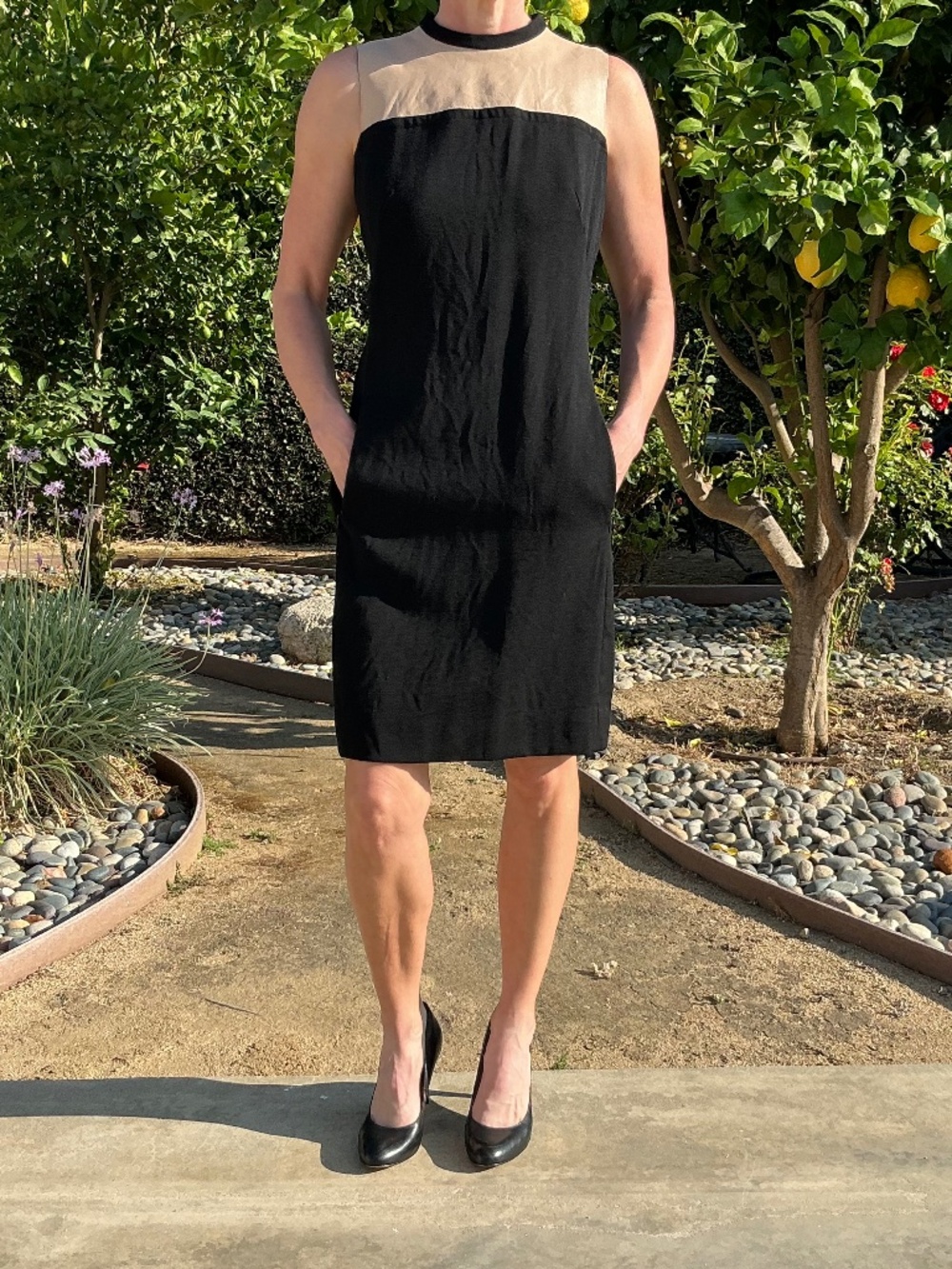 Akris Punto Black Dress with Tan Leather